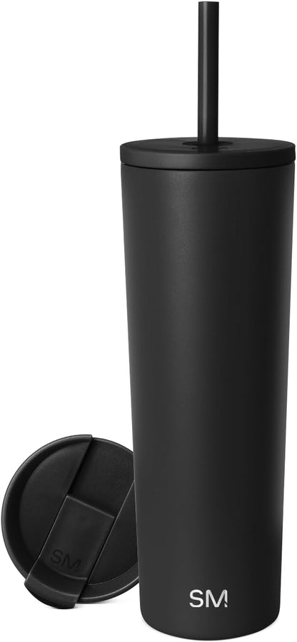 Iced Coffee Tumbler, Insulated | 24oz | Tie Dye | Reusable Stainless Steel Cup, Travel Mug, Water Bottle with Straw | Cupholder Friendly & Spill Resistant, Ocean Tide