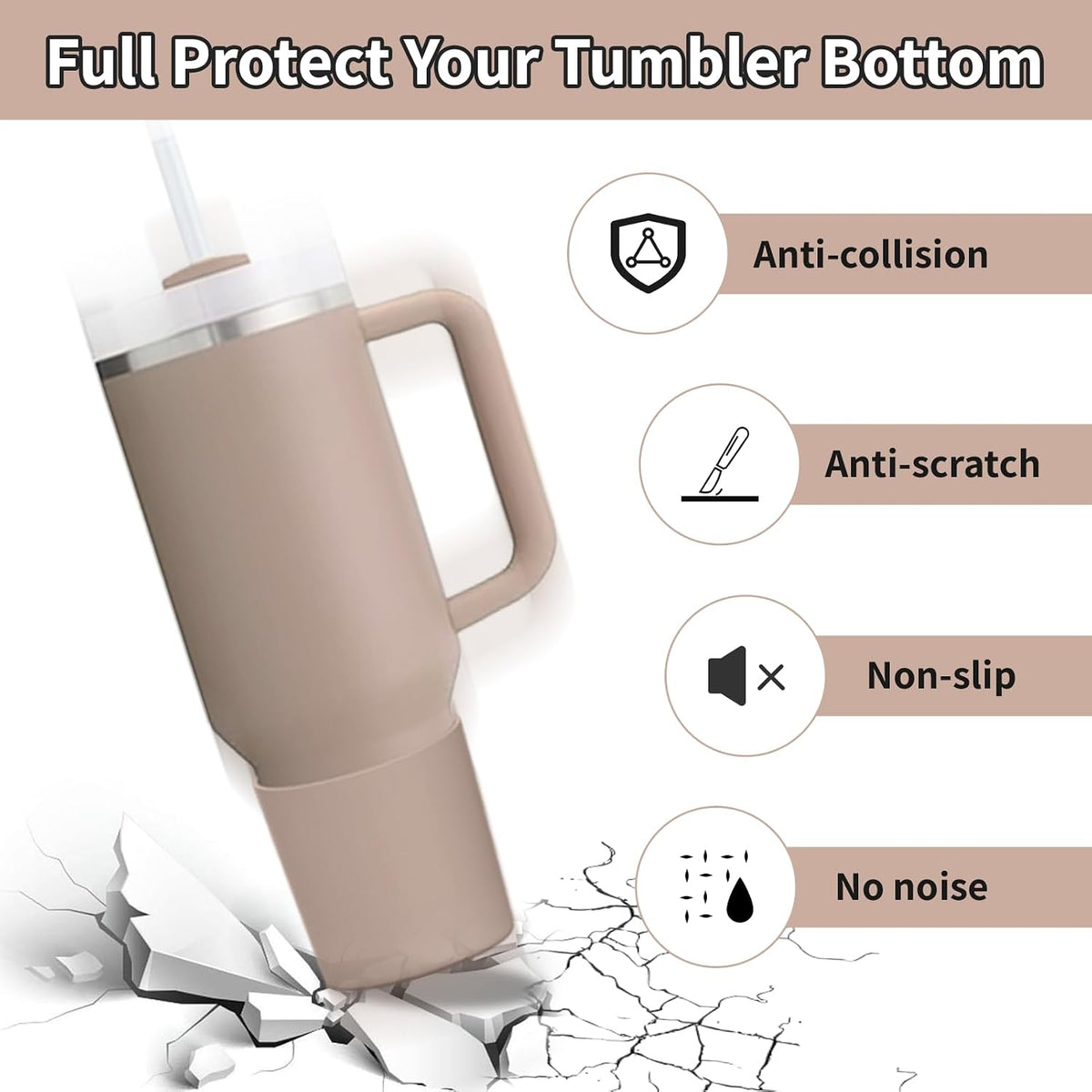 Higher Silicone Boot Compatible with Stanley Quencher H2.0 20/30/40oz | Tumbler Cups Anti-Slip & Anti-Scratch Soft Water Bottle Bottom Sleeve Cover Protector for IceFlow Flip 20/30oz, BPA Free - Colors A