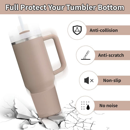 Higher Silicone Boot Compatible with Stanley Quencher H2.0 20/30/40oz | Tumbler Cups Anti-Slip & Anti-Scratch Soft Water Bottle Bottom Sleeve Cover Protector for IceFlow Flip 20/30oz, BPA Free - Colors A