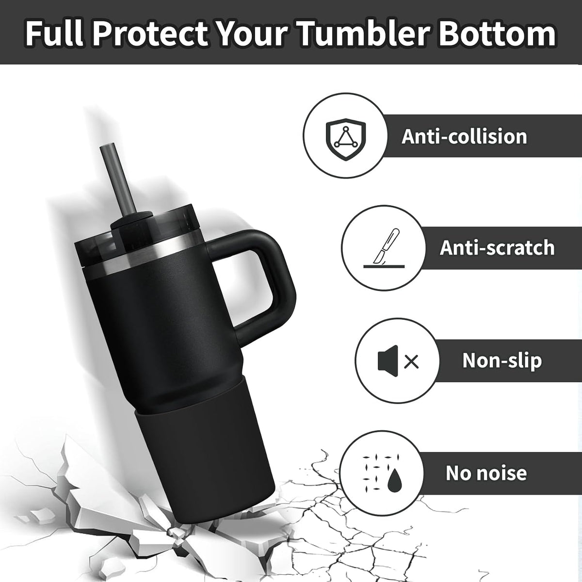 Higher Silicone Boot Compatible with Stanley Quencher H2.0 20/30/40oz | Tumbler Cups Anti-Slip & Anti-Scratch Soft Water Bottle Bottom Sleeve Cover Protector for IceFlow Flip 20/30oz, BPA Free - Colors A