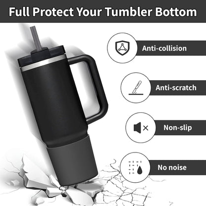 Higher Silicone Boot Compatible with Stanley Quencher H2.0 20/30/40oz | Tumbler Cups Anti-Slip & Anti-Scratch Soft Water Bottle Bottom Sleeve Cover Protector for IceFlow Flip 20/30oz, BPA Free - Colors A