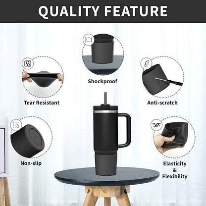 Higher Silicone Boot Compatible with Stanley Quencher H2.0 20/30/40oz | Tumbler Cups Anti-Slip & Anti-Scratch Soft Water Bottle Bottom Sleeve Cover Protector for IceFlow Flip 20/30oz, BPA Free - Colors A