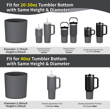 Higher Silicone Boot Compatible with Stanley Quencher H2.0 20/30/40oz | Tumbler Cups Anti-Slip & Anti-Scratch Soft Water Bottle Bottom Sleeve Cover Protector for IceFlow Flip 20/30oz, BPA Free - Colors A