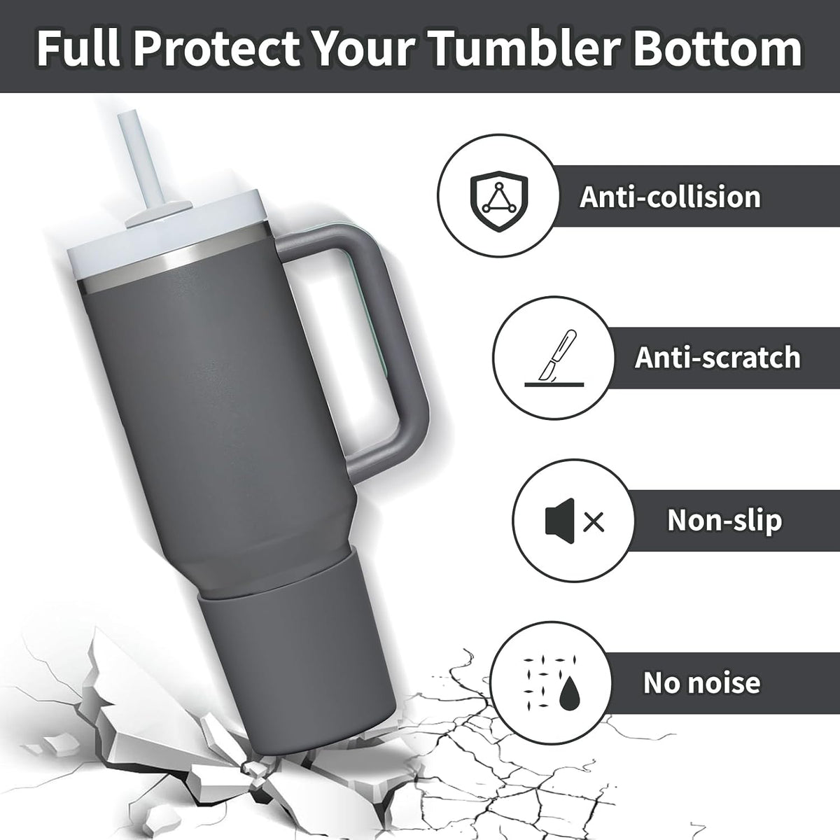 Higher Silicone Boot Compatible with Stanley Quencher H2.0 20/30/40oz | Tumbler Cups Anti-Slip & Anti-Scratch Soft Water Bottle Bottom Sleeve Cover Protector for IceFlow Flip 20/30oz, BPA Free - Colors A