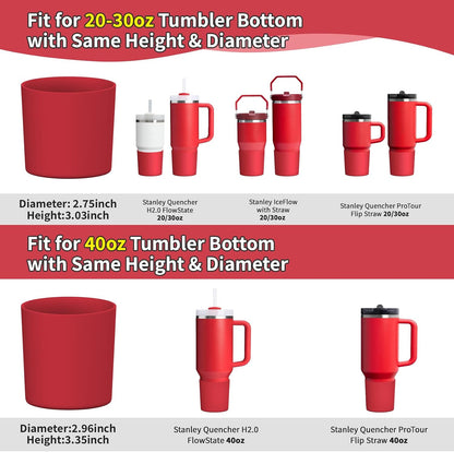 Higher Silicone Boot Compatible with Stanley Quencher H2.0 20/30/40oz | Tumbler Cups Anti-Slip & Anti-Scratch Soft Water Bottle Bottom Sleeve Cover Protector for IceFlow Flip 20/30oz, BPA Free - Colors A