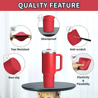 Higher Silicone Boot Compatible with Stanley Quencher H2.0 20/30/40oz | Tumbler Cups Anti-Slip & Anti-Scratch Soft Water Bottle Bottom Sleeve Cover Protector for IceFlow Flip 20/30oz, BPA Free - Colors A
