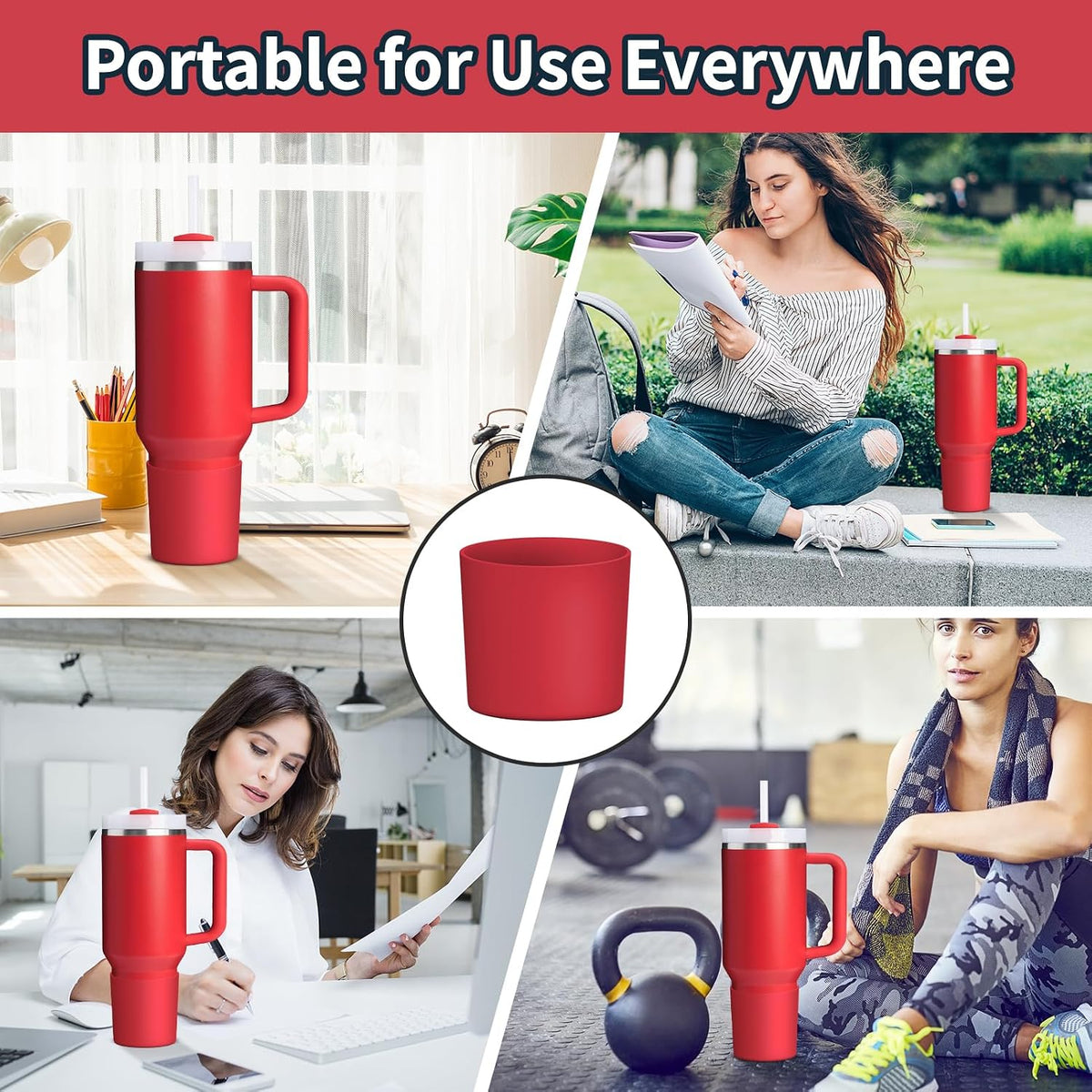 Higher Silicone Boot Compatible with Stanley Quencher H2.0 20/30/40oz | Tumbler Cups Anti-Slip & Anti-Scratch Soft Water Bottle Bottom Sleeve Cover Protector for IceFlow Flip 20/30oz, BPA Free - Colors A