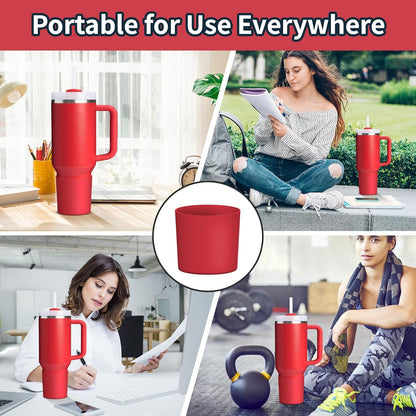 Higher Silicone Boot Compatible with Stanley Quencher H2.0 20/30/40oz | Tumbler Cups Anti-Slip & Anti-Scratch Soft Water Bottle Bottom Sleeve Cover Protector for IceFlow Flip 20/30oz, BPA Free - Colors A