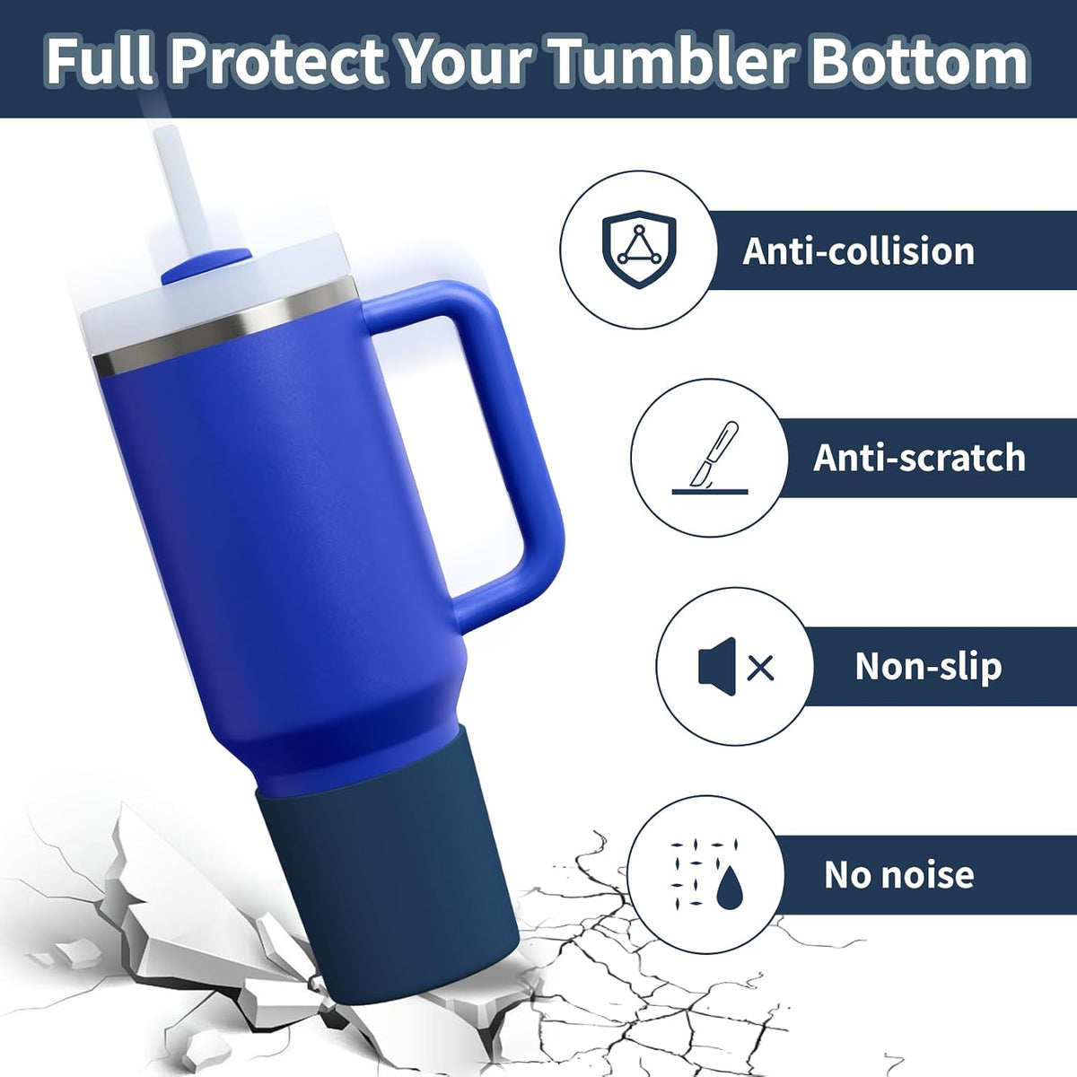Higher Silicone Boot Compatible with Stanley Quencher H2.0 20/30/40oz | Tumbler Cups Anti-Slip & Anti-Scratch Soft Water Bottle Bottom Sleeve Cover Protector for IceFlow Flip 20/30oz, BPA Free - Colors A
