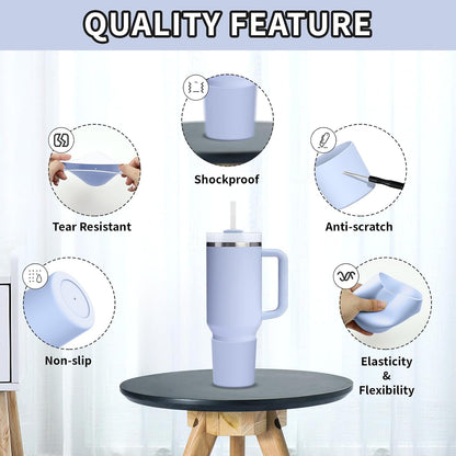 Higher Silicone Boot Compatible with Stanley Quencher H2.0 20/30/40oz | Tumbler Cups Anti-Slip & Anti-Scratch Soft Water Bottle Bottom Sleeve Cover Protector for IceFlow Flip 20/30oz, BPA Free - Colors A