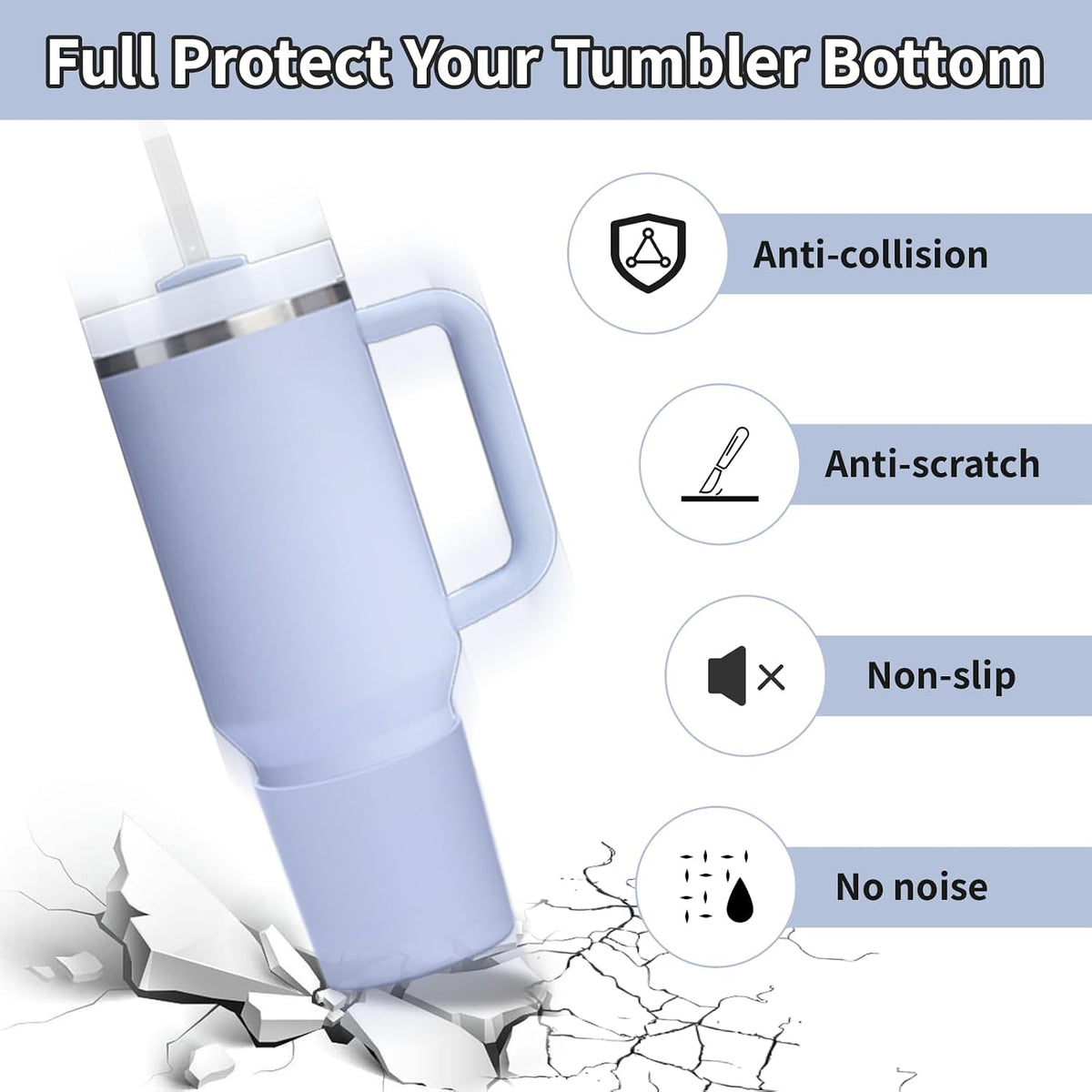 Higher Silicone Boot Compatible with Stanley Quencher H2.0 20/30/40oz | Tumbler Cups Anti-Slip & Anti-Scratch Soft Water Bottle Bottom Sleeve Cover Protector for IceFlow Flip 20/30oz, BPA Free - Colors A