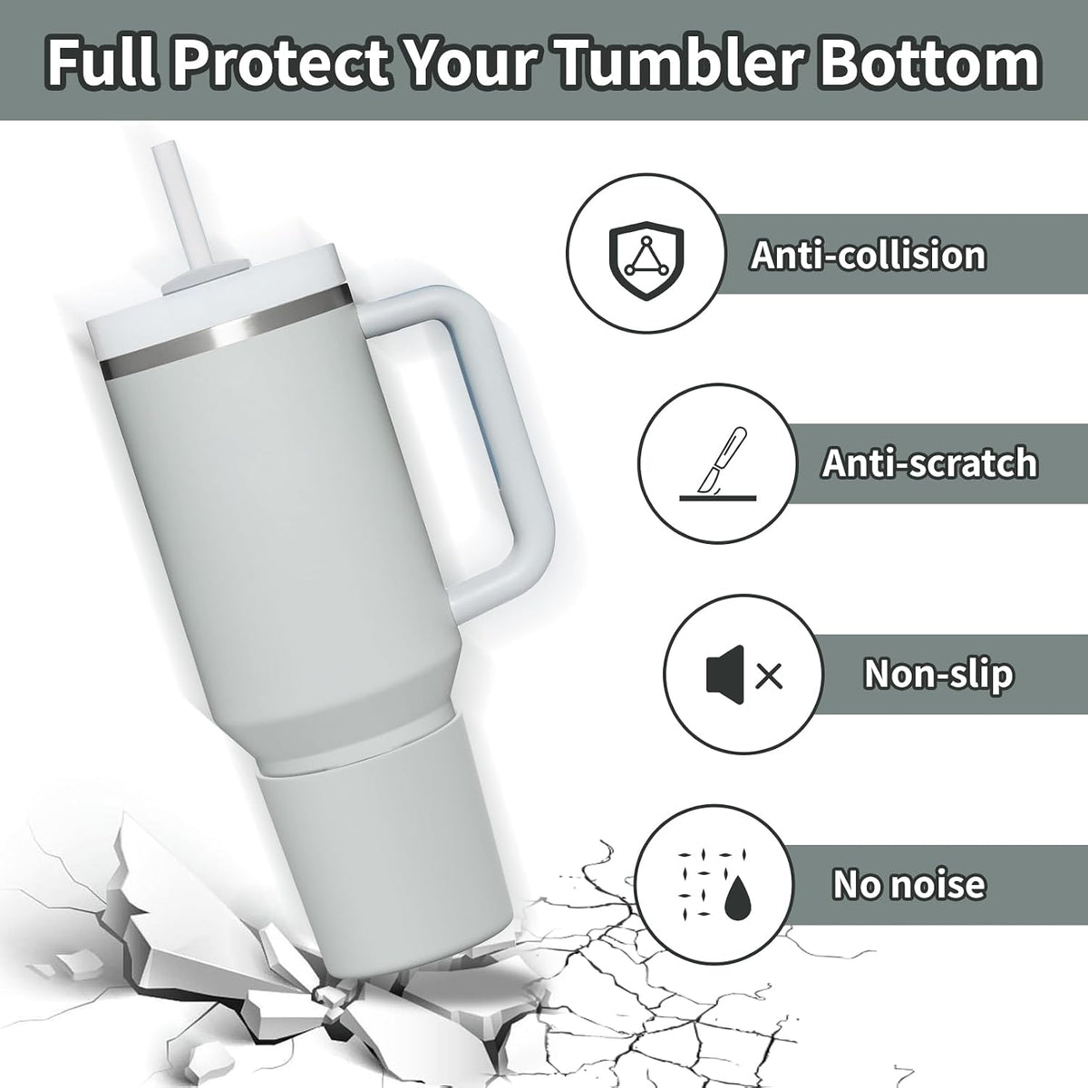 Higher Silicone Boot Compatible with Stanley Quencher H2.0 20/30/40oz | Tumbler Cups Anti-Slip & Anti-Scratch Soft Water Bottle Bottom Sleeve Cover Protector for IceFlow Flip 20/30oz, BPA Free - Colors A