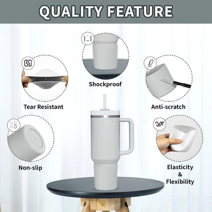 Higher Silicone Boot Compatible with Stanley Quencher H2.0 20/30/40oz | Tumbler Cups Anti-Slip & Anti-Scratch Soft Water Bottle Bottom Sleeve Cover Protector for IceFlow Flip 20/30oz, BPA Free - Colors A
