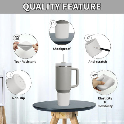 Higher Silicone Boot Compatible with Stanley Quencher H2.0 20/30/40oz | Tumbler Cups Anti-Slip & Anti-Scratch Soft Water Bottle Bottom Sleeve Cover Protector for IceFlow Flip 20/30oz, BPA Free - Colors A