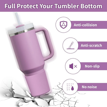Higher Silicone Boot Compatible with Stanley Quencher H2.0 20/30/40oz | Tumbler Cups Anti-Slip & Anti-Scratch Soft Water Bottle Bottom Sleeve Cover Protector for IceFlow Flip 20/30oz, BPA Free - Colors A