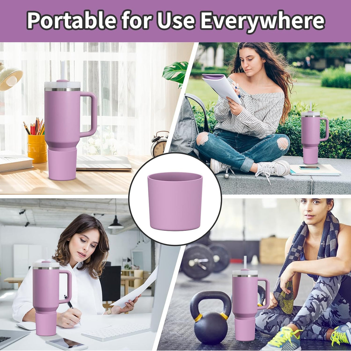 Higher Silicone Boot Compatible with Stanley Quencher H2.0 20/30/40oz | Tumbler Cups Anti-Slip & Anti-Scratch Soft Water Bottle Bottom Sleeve Cover Protector for IceFlow Flip 20/30oz, BPA Free - Colors A