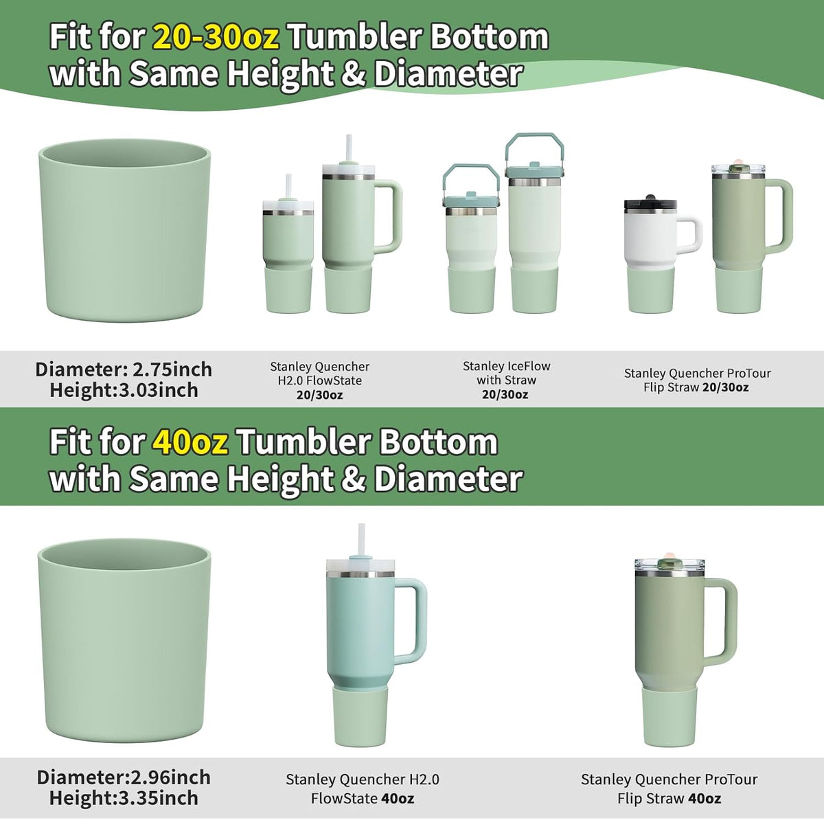 Higher Silicone Boot Compatible with Stanley Quencher H2.0 20/30/40oz | Tumbler Cups Anti-Slip & Anti-Scratch Soft Water Bottle Bottom Sleeve Cover Protector for IceFlow Flip 20/30oz, BPA Free - Colors A