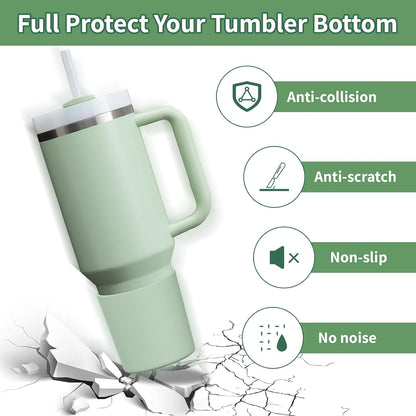 Higher Silicone Boot Compatible with Stanley Quencher H2.0 20/30/40oz | Tumbler Cups Anti-Slip & Anti-Scratch Soft Water Bottle Bottom Sleeve Cover Protector for IceFlow Flip 20/30oz, BPA Free - Colors A