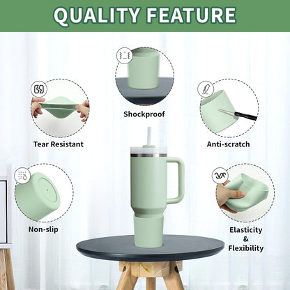 Higher Silicone Boot Compatible with Stanley Quencher H2.0 20/30/40oz | Tumbler Cups Anti-Slip & Anti-Scratch Soft Water Bottle Bottom Sleeve Cover Protector for IceFlow Flip 20/30oz, BPA Free - Colors A