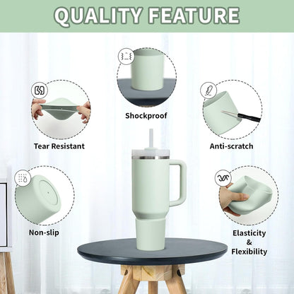 Higher Silicone Boot Compatible with Stanley Quencher H2.0 20/30/40oz | Tumbler Cups Anti-Slip & Anti-Scratch Soft Water Bottle Bottom Sleeve Cover Protector for IceFlow Flip 20/30oz, BPA Free - Colors A