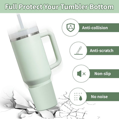 Higher Silicone Boot Compatible with Stanley Quencher H2.0 20/30/40oz | Tumbler Cups Anti-Slip & Anti-Scratch Soft Water Bottle Bottom Sleeve Cover Protector for IceFlow Flip 20/30oz, BPA Free - Colors A