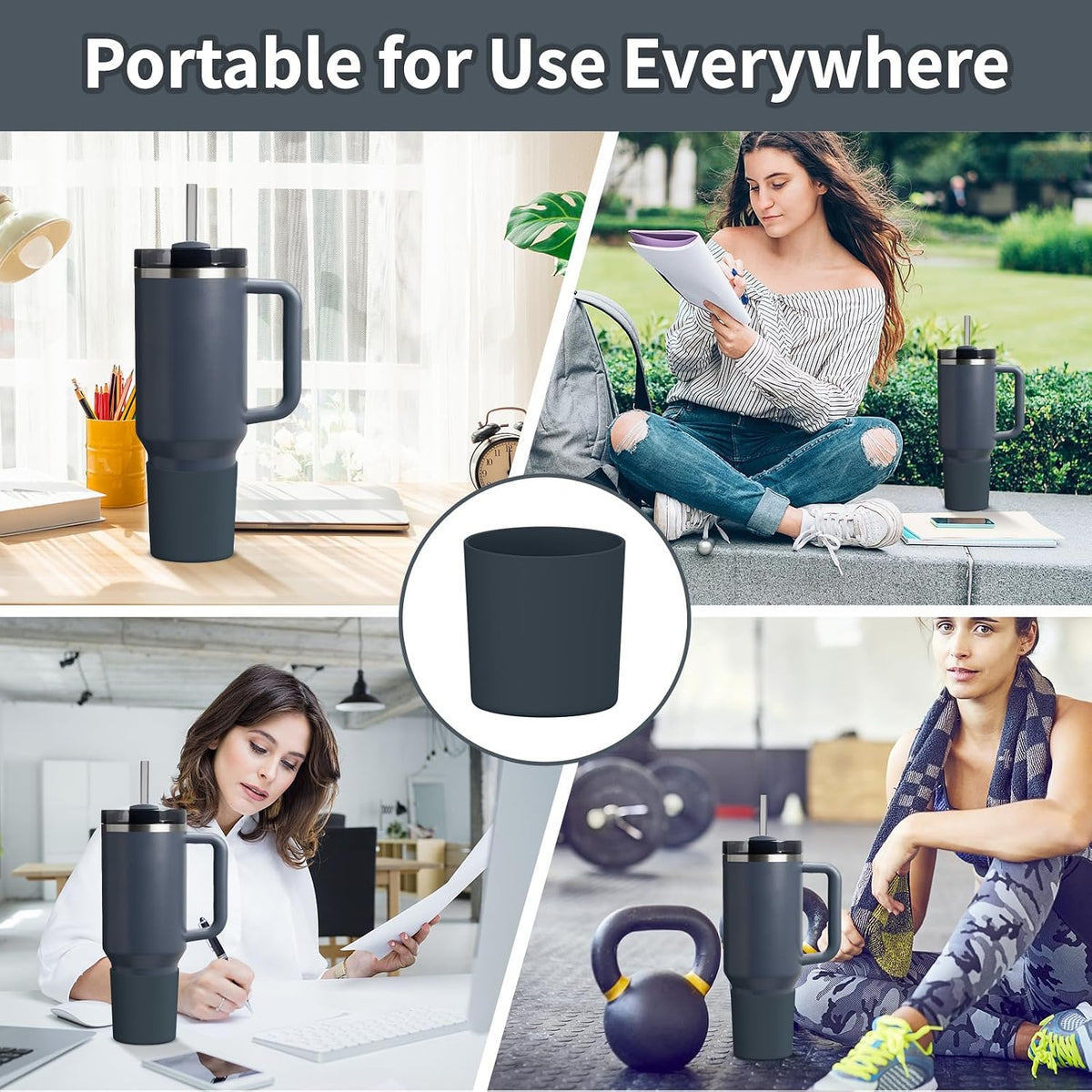Higher Silicone Boot Compatible with Stanley Quencher H2.0 20/30/40oz | Tumbler Cups Anti-Slip & Anti-Scratch Soft Water Bottle Bottom Sleeve Cover Protector for IceFlow Flip 20/30oz, BPA Free - Colors A