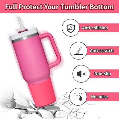 Higher Silicone Boot Compatible with Stanley Quencher H2.0 20/30/40oz | Tumbler Cups Anti-Slip & Anti-Scratch Soft Water Bottle Bottom Sleeve Cover Protector for IceFlow Flip 20/30oz, BPA Free - Colors A