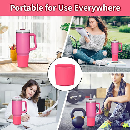 Higher Silicone Boot Compatible with Stanley Quencher H2.0 20/30/40oz | Tumbler Cups Anti-Slip & Anti-Scratch Soft Water Bottle Bottom Sleeve Cover Protector for IceFlow Flip 20/30oz, BPA Free - Colors A