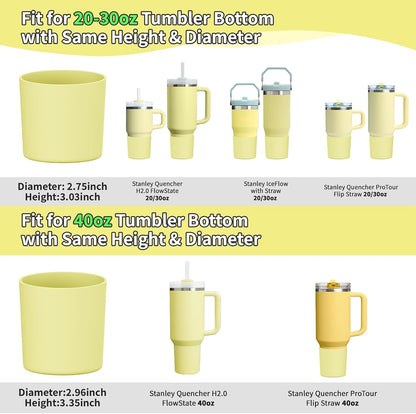 Higher Silicone Boot Compatible with Stanley Quencher H2.0 20/30/40oz | Tumbler Cups Anti-Slip & Anti-Scratch Soft Water Bottle Bottom Sleeve Cover Protector for IceFlow Flip 20/30oz, BPA Free - Colors A