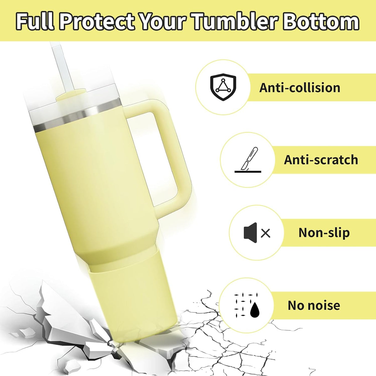 Higher Silicone Boot Compatible with Stanley Quencher H2.0 20/30/40oz | Tumbler Cups Anti-Slip & Anti-Scratch Soft Water Bottle Bottom Sleeve Cover Protector for IceFlow Flip 20/30oz, BPA Free - Colors A