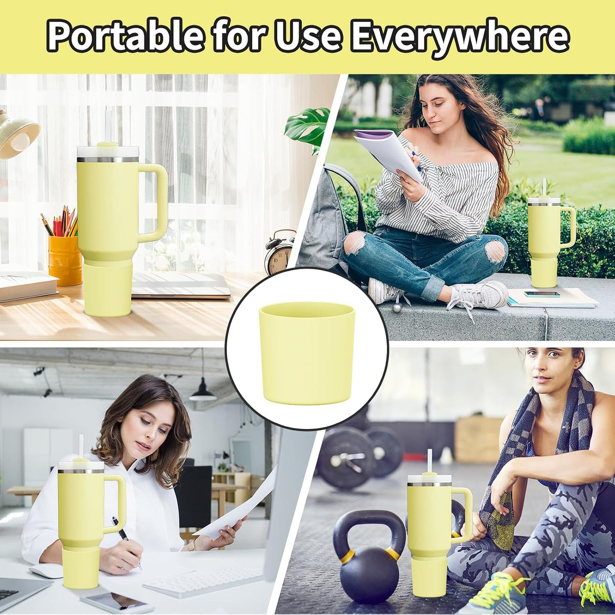 Higher Silicone Boot Compatible with Stanley Quencher H2.0 20/30/40oz | Tumbler Cups Anti-Slip & Anti-Scratch Soft Water Bottle Bottom Sleeve Cover Protector for IceFlow Flip 20/30oz, BPA Free - Colors A