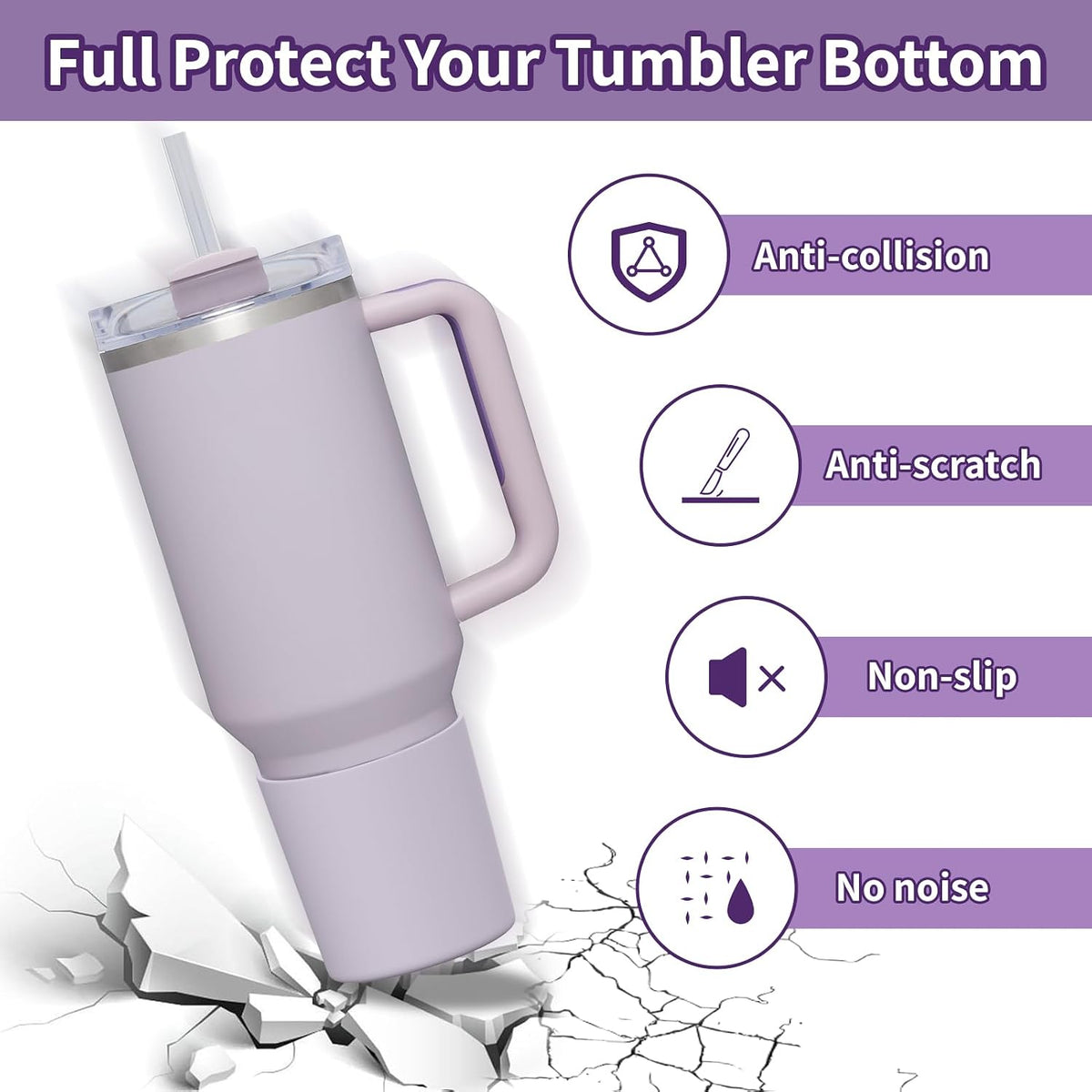 Higher Silicone Boot Compatible with Stanley Quencher H2.0 20/30/40oz | Tumbler Cups Anti-Slip & Anti-Scratch Soft Water Bottle Bottom Sleeve Cover Protector for IceFlow Flip 20/30oz, BPA Free - Colors A