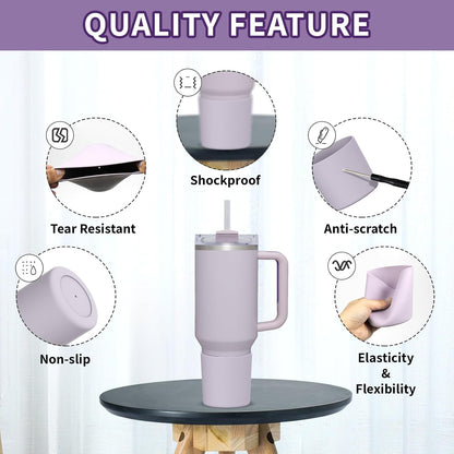 Higher Silicone Boot Compatible with Stanley Quencher H2.0 20/30/40oz | Tumbler Cups Anti-Slip & Anti-Scratch Soft Water Bottle Bottom Sleeve Cover Protector for IceFlow Flip 20/30oz, BPA Free - Colors A