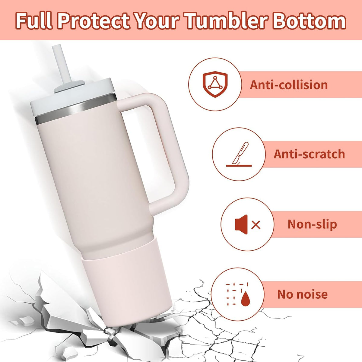 Higher Silicone Boot Compatible with Stanley Quencher H2.0 20/30/40oz | Tumbler Cups Anti-Slip & Anti-Scratch Soft Water Bottle Bottom Sleeve Cover Protector for IceFlow Flip 20/30oz, BPA Free - Colors A