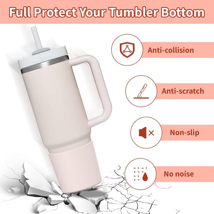 Higher Silicone Boot Compatible with Stanley Quencher H2.0 20/30/40oz | Tumbler Cups Anti-Slip & Anti-Scratch Soft Water Bottle Bottom Sleeve Cover Protector for IceFlow Flip 20/30oz, BPA Free - Colors A