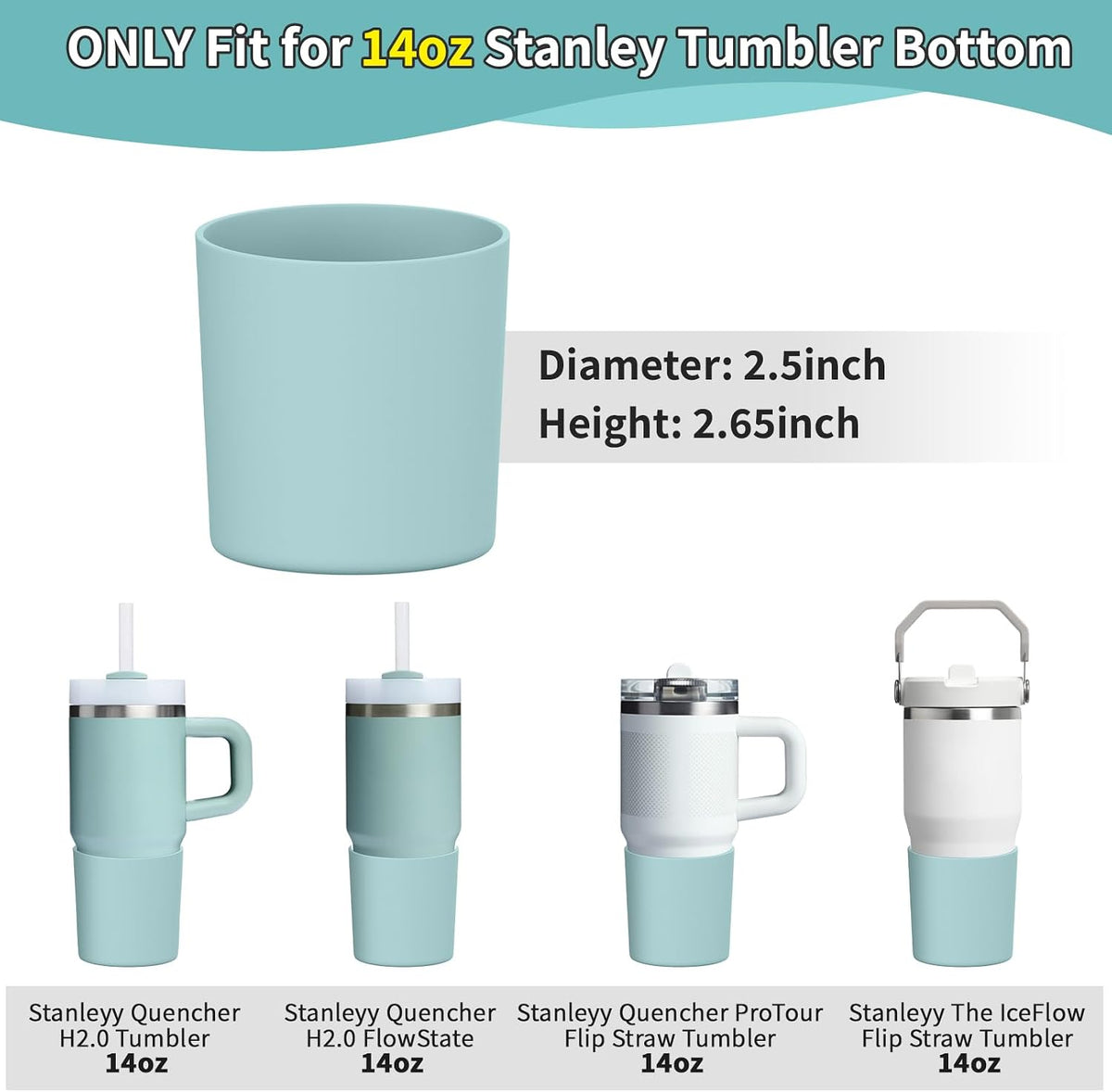 Higher Silicone Boot Compatible with Stanley Quencher H2.0 20/30/40oz | Tumbler Cups Anti-Slip & Anti-Scratch Soft Water Bottle Bottom Sleeve Cover Protector for IceFlow Flip 20/30oz, BPA Free - Colors A