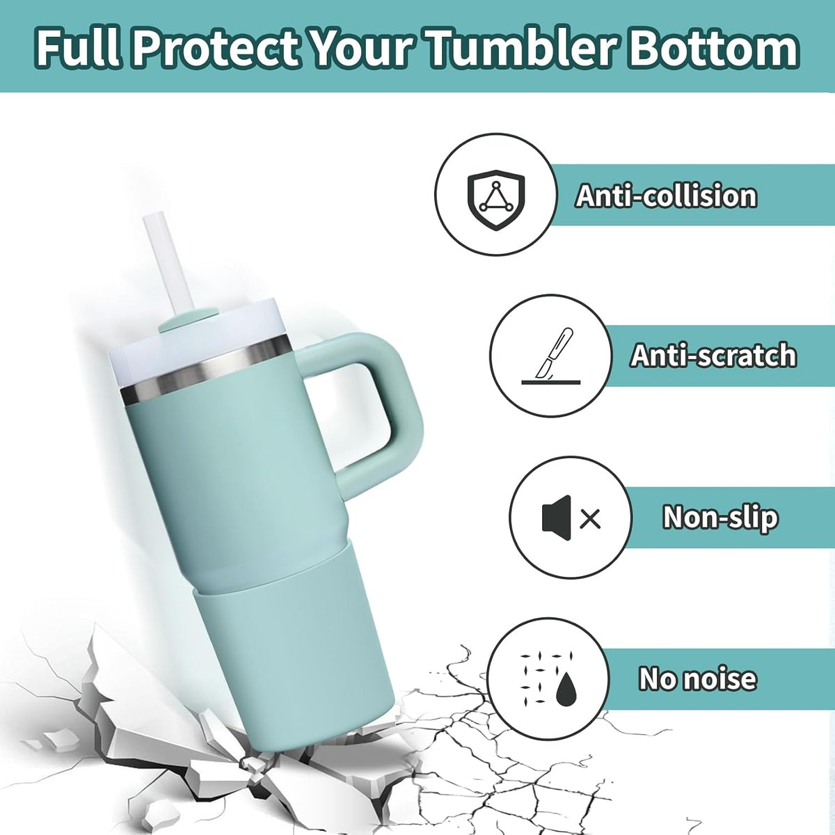 Higher Silicone Boot Compatible with Stanley Quencher H2.0 20/30/40oz | Tumbler Cups Anti-Slip & Anti-Scratch Soft Water Bottle Bottom Sleeve Cover Protector for IceFlow Flip 20/30oz, BPA Free - Colors A