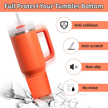 Higher Silicone Boot Compatible with Stanley Quencher H2.0 20/30/40oz | Tumbler Cups Anti-Slip & Anti-Scratch Soft Water Bottle Bottom Sleeve Cover Protector for IceFlow Flip 20/30oz, BPA Free - Colors A