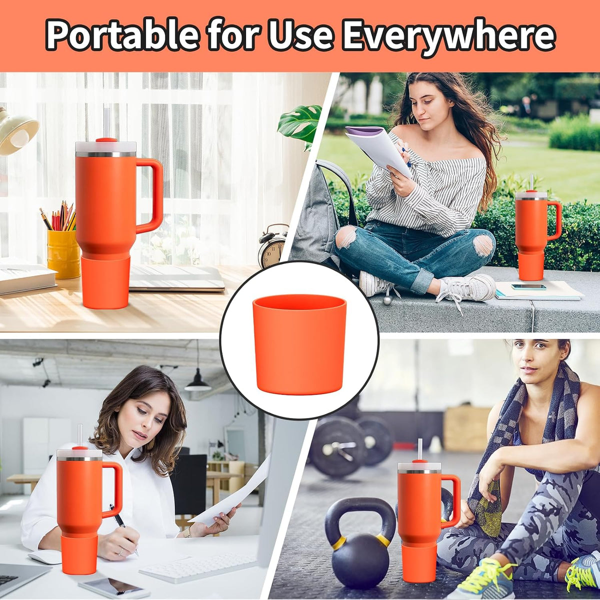 Higher Silicone Boot Compatible with Stanley Quencher H2.0 20/30/40oz | Tumbler Cups Anti-Slip & Anti-Scratch Soft Water Bottle Bottom Sleeve Cover Protector for IceFlow Flip 20/30oz, BPA Free - Colors A