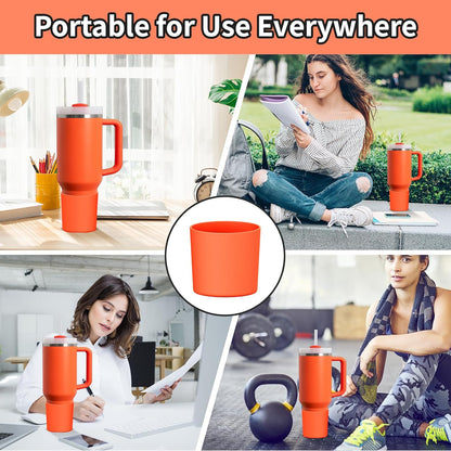 Higher Silicone Boot Compatible with Stanley Quencher H2.0 20/30/40oz | Tumbler Cups Anti-Slip & Anti-Scratch Soft Water Bottle Bottom Sleeve Cover Protector for IceFlow Flip 20/30oz, BPA Free - Colors A