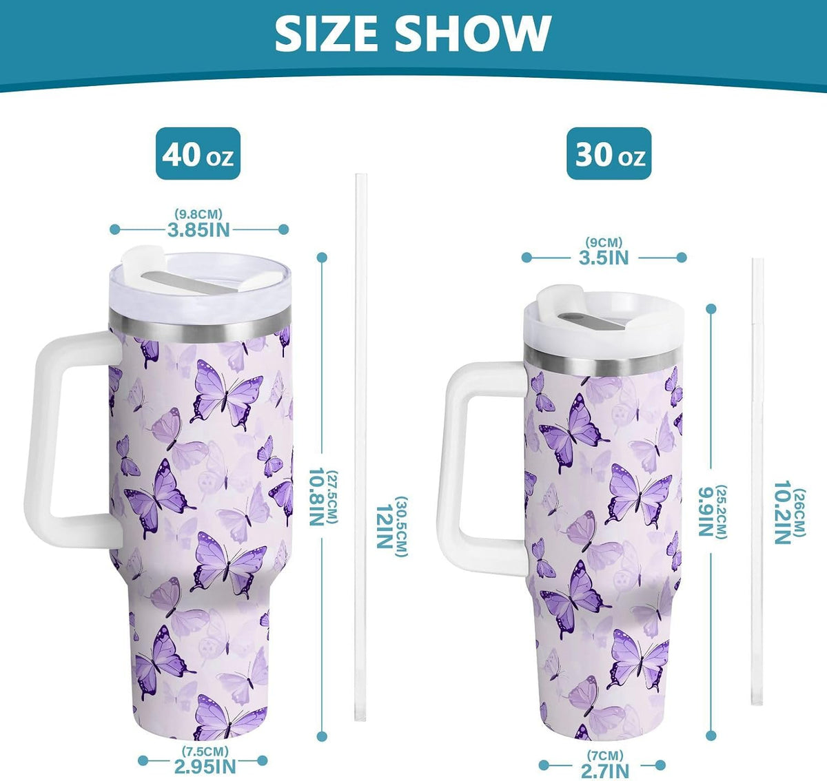 Pink Rose Floral Roses 30 oz Tumbler with Handle and Straw Lid, Insulated Stainless Steel Water Bottle Portable Travel Coffee Tea Mug Cup