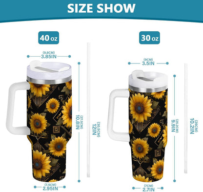 Pink Rose Floral Roses 30 oz Tumbler with Handle and Straw Lid, Insulated Stainless Steel Water Bottle Portable Travel Coffee Tea Mug Cup