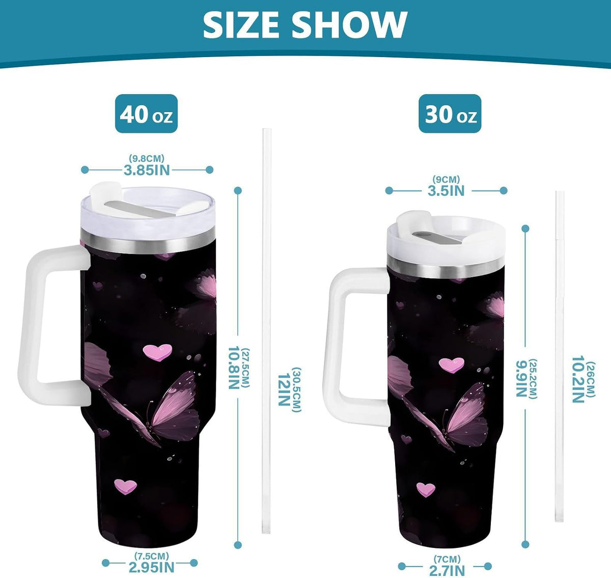 Pink Rose Floral Roses 30 oz Tumbler with Handle and Straw Lid, Insulated Stainless Steel Water Bottle Portable Travel Coffee Tea Mug Cup
