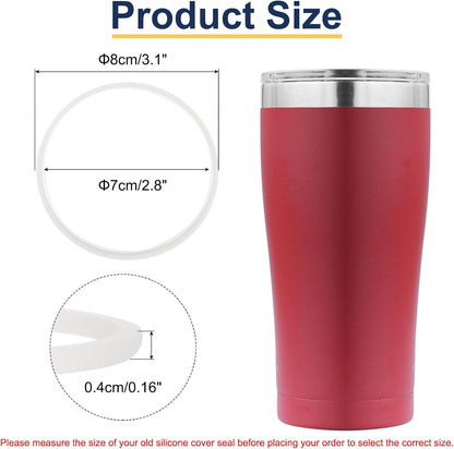 16oz or 20oz Replacement Rubber Lid Seals, 2 Pcs 2.56" Diameter O Shaped Resealable Lid Gaskets for Stainless Steel Insulated Tumbler Mugs Cups Vacuum, White