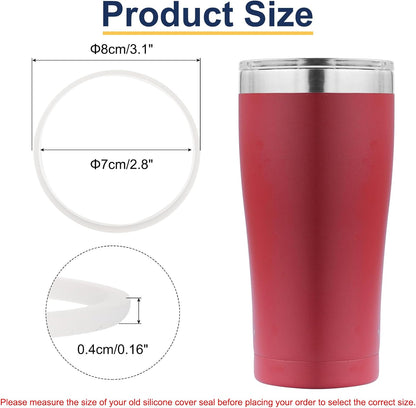 16oz or 20oz Replacement Rubber Lid Seals, 2 Pcs 2.56" Diameter O Shaped Resealable Lid Gaskets for Stainless Steel Insulated Tumbler Mugs Cups Vacuum, White
