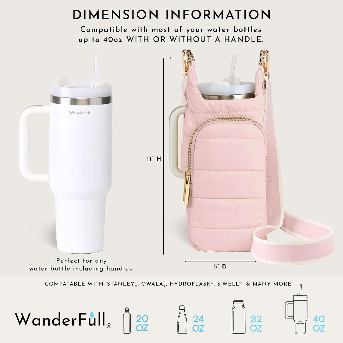 Original HydroBag HANDLE®, 40 oz Water Bottle Holder w/Strap