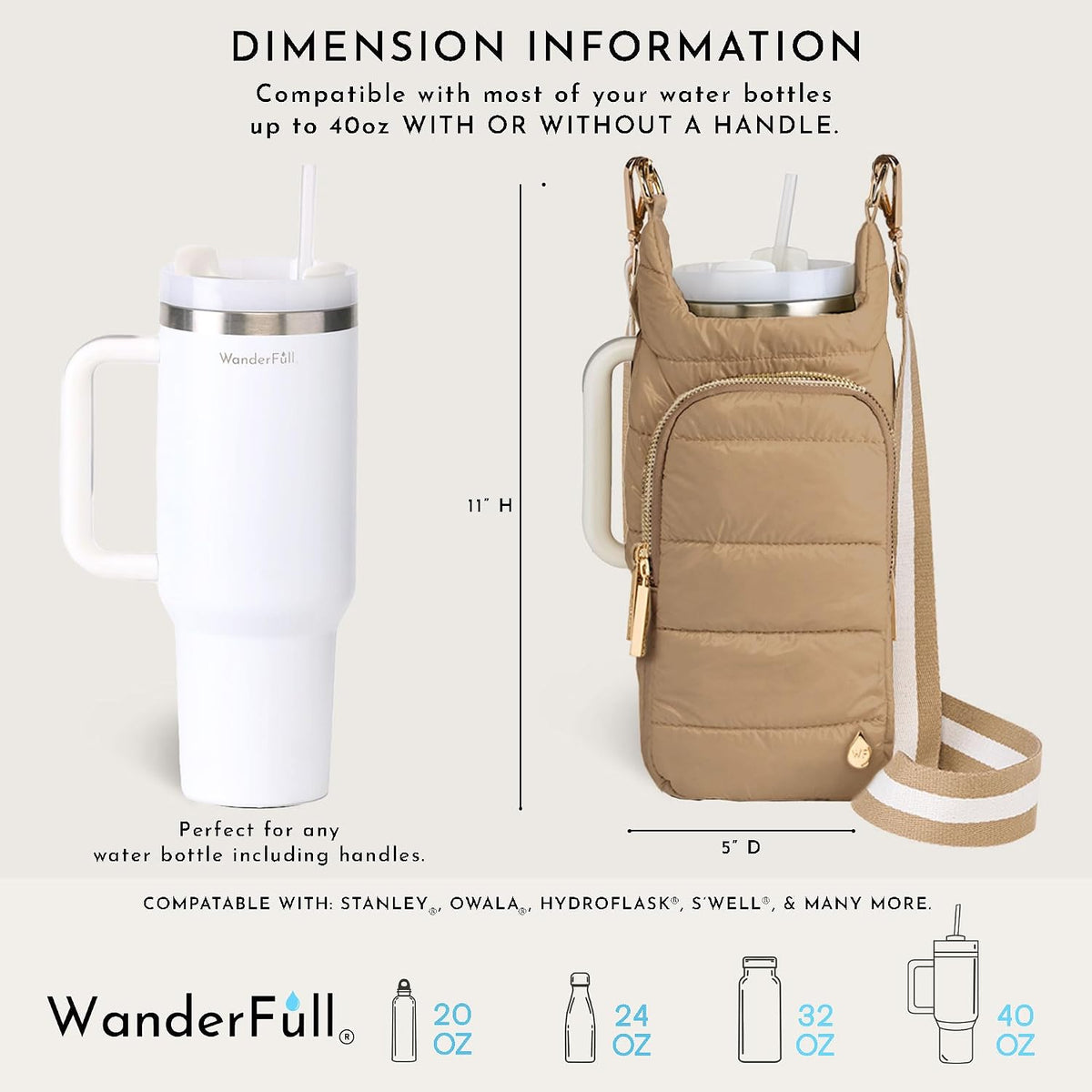 Original HydroBag HANDLE®, 40 oz Water Bottle Holder w/Strap