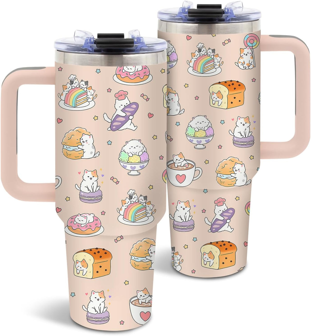 Cat Tumbler 40oz, Insulated Pink Cat Cup Gifts for Women Girls | Funny Cats Tumbler Leakproof, Cats Water Bottle for Gym Office Travel, Mothers Day Birthday Gifts for Cats Lovers, 1 Pack