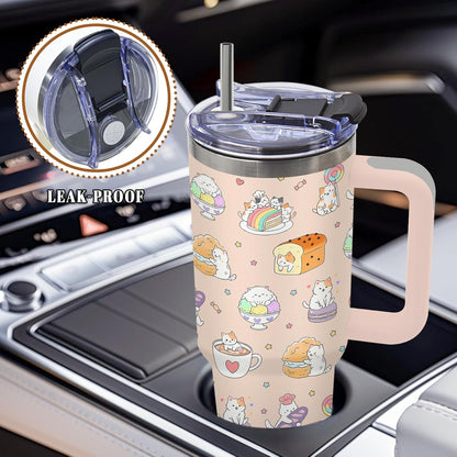 Cat Tumbler 40oz, Insulated Pink Cat Cup Gifts for Women Girls | Funny Cats Tumbler Leakproof, Cats Water Bottle for Gym Office Travel, Mothers Day Birthday Gifts for Cats Lovers, 1 Pack