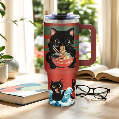 Cat Tumbler 40oz, Insulated Pink Cat Cup Gifts for Women Girls | Funny Cats Tumbler Leakproof, Cats Water Bottle for Gym Office Travel, Mothers Day Birthday Gifts for Cats Lovers, 1 Pack